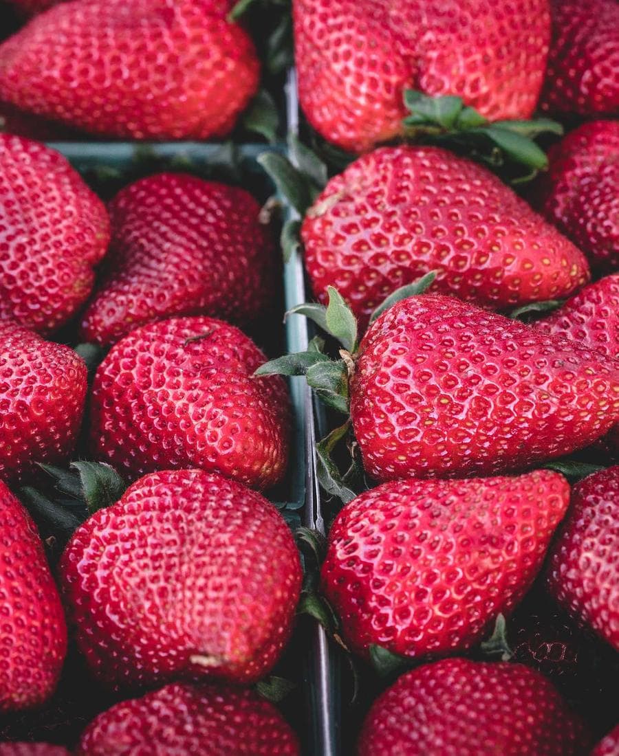 A crate of strawberries