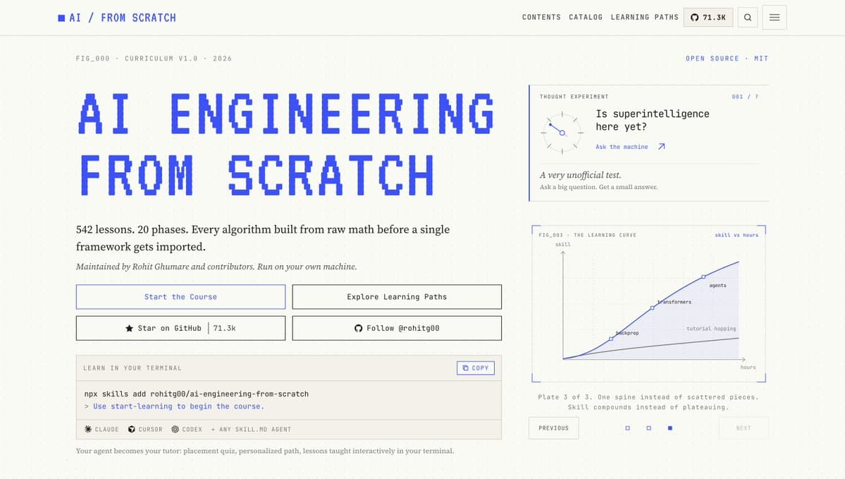 The AI Engineering from Scratch course page